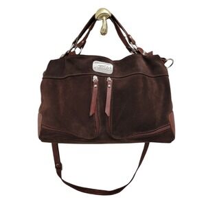 AD Firenze‎ Brown Suede Leather Satchel Crossbody Bag Italy Boho Multi Zip